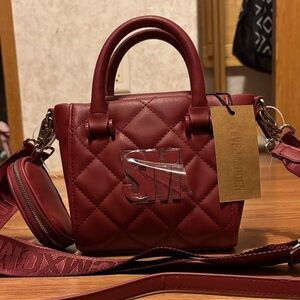 Steve Madden Quilted Mini Satchel in Deep Red
